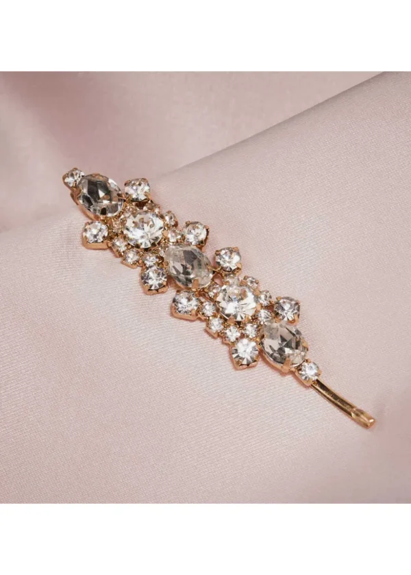 Love Vintage Deco Crystal Hairslide Gold