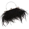 Love Vintage Feather Art Deco Handbag Black