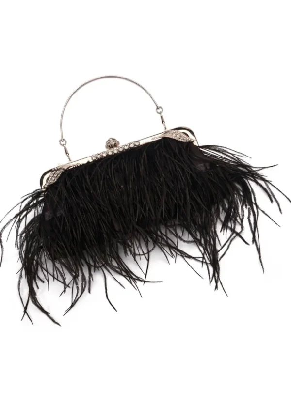 Love Vintage Feather Art Deco Handbag Black