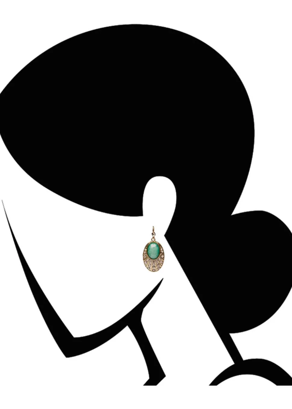 Love Vintage Oval Agate Deco Earrings Green