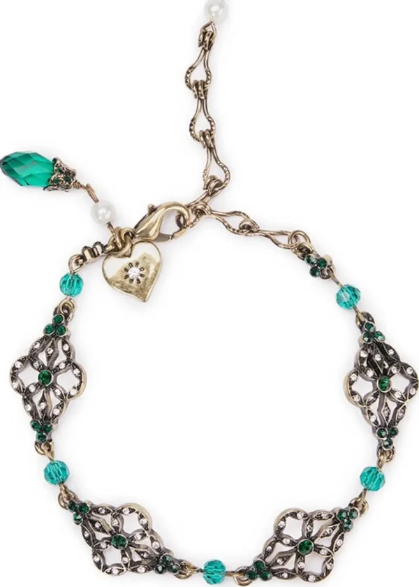 Love Vintage Victorian Filigree 20's Bracelet Emerald Green
