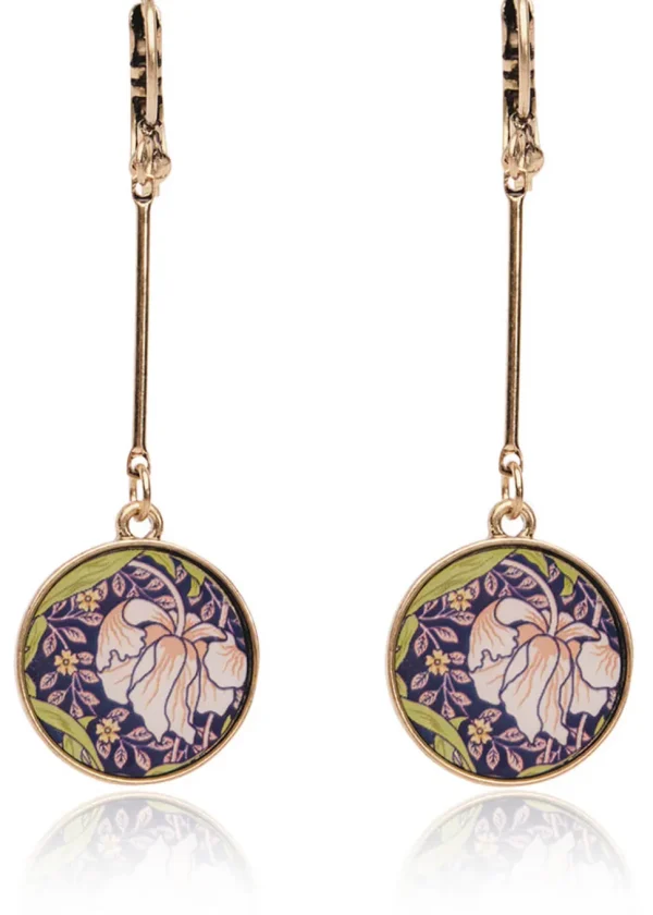 Love Vintage William Morris Disc Drop 20's Earrings Multi
