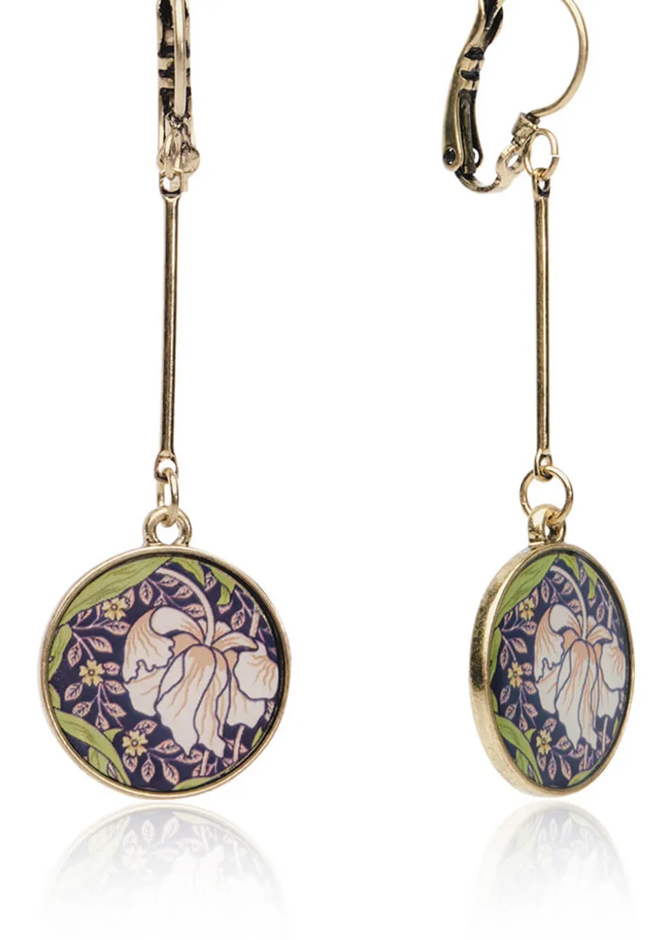 Love Vintage William Morris Disc Drop 20's Earrings Multi