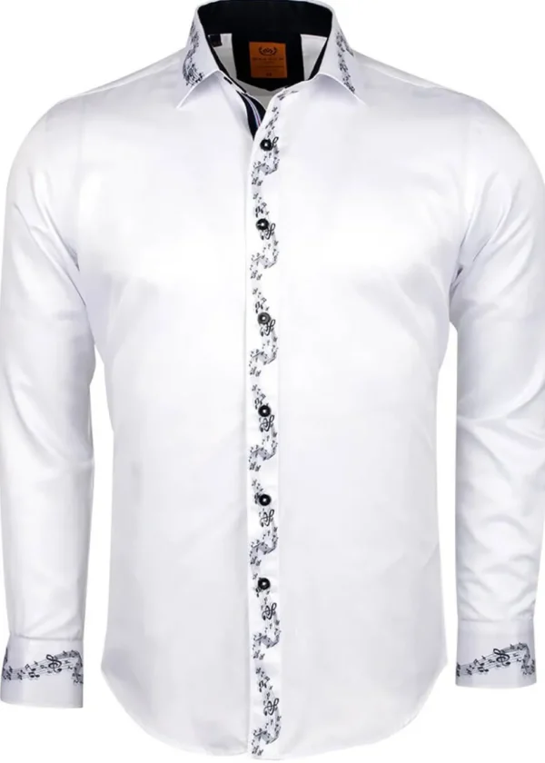 Makrom Mens Music Notes Shirt White