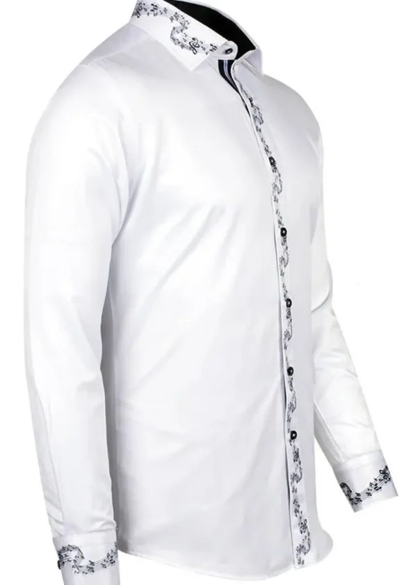 Makrom Mens Music Notes Shirt White