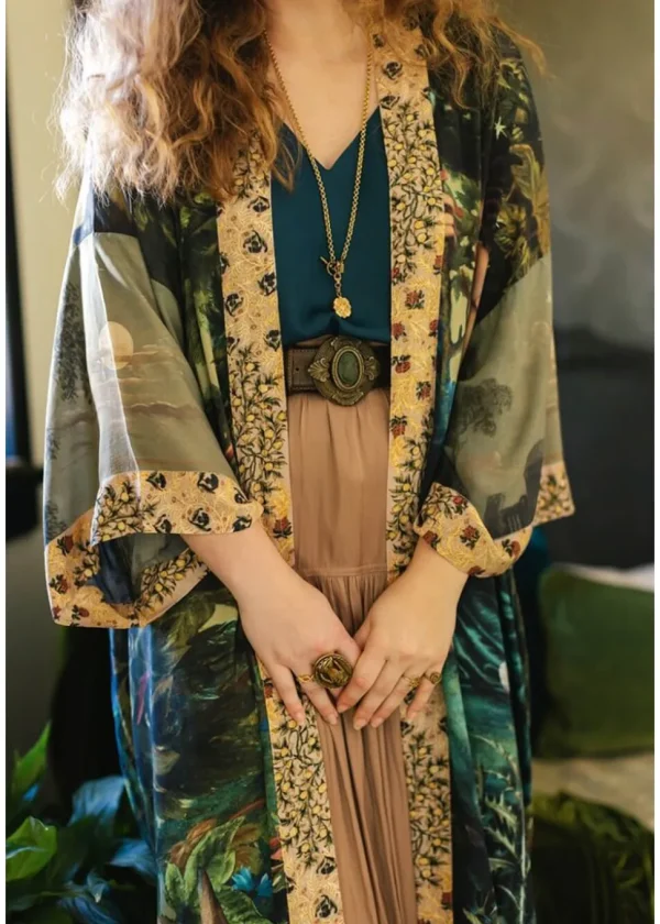 Market Of Stars Bella Notte Rabbit And Moon Long Kimono Multi