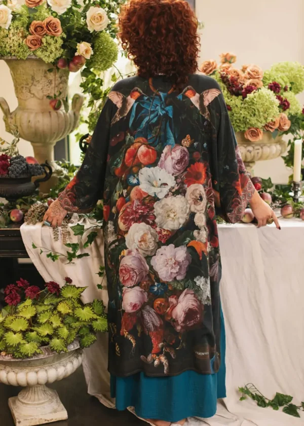 Market Of Stars Flight of Fancy Long Kimono Black