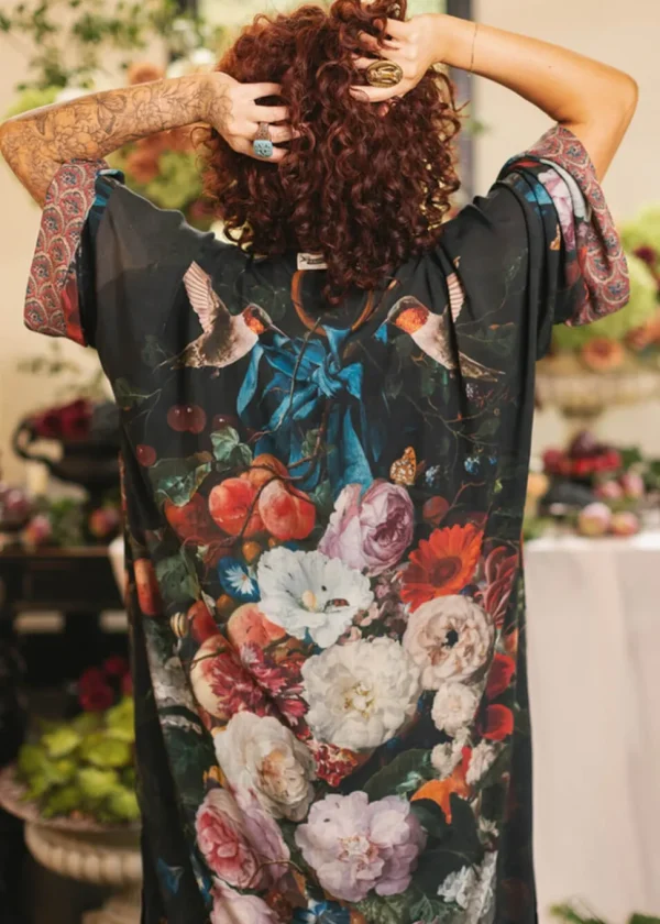 Market Of Stars Flight of Fancy Long Kimono Black