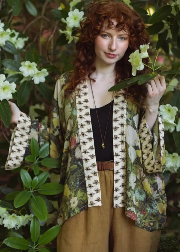 Market Of Stars I Dream In Flowers Brueghel Short Kimono Green
