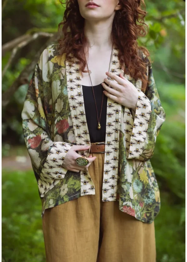 Market Of Stars I Dream In Flowers Brueghel Short Kimono Green