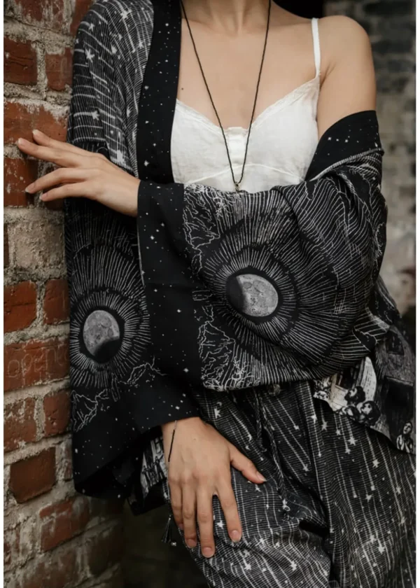 Market Of Stars Stargazer Falling Stars Short Kimono Black