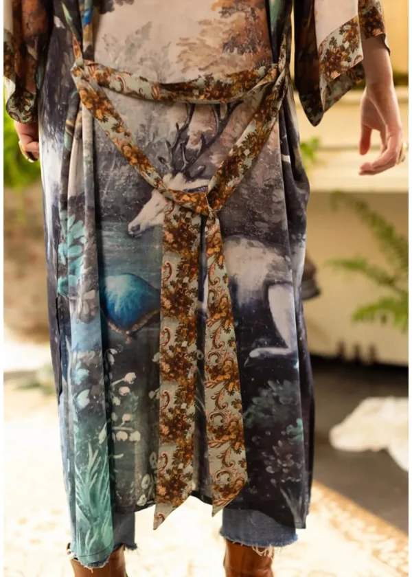 Market Of Stars Theatre Of Dreams Deer Long Kimono Multi