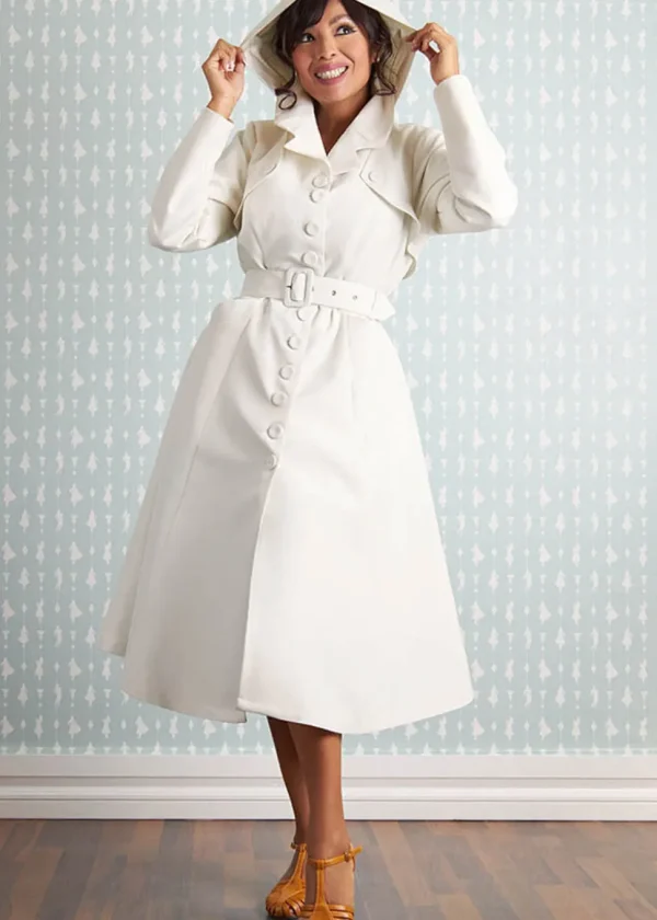 Miss Candyfloss Anais May Water Resistant 50's Trenchcoat Cream