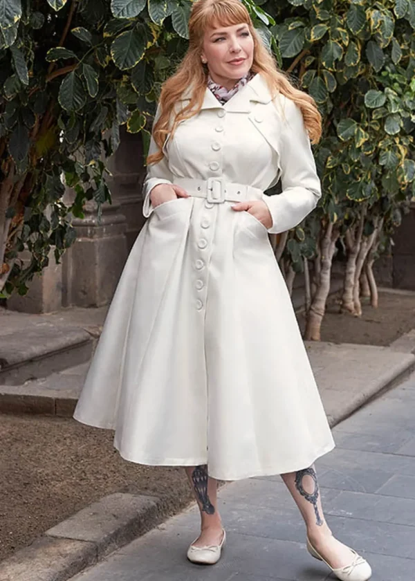 Miss Candyfloss Anais May Water Resistant 50's Trenchcoat Cream