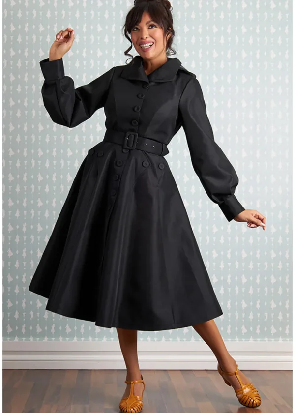 Miss Candyfloss Bernadette Lou Water Resistant 50's Trenchcoat Black