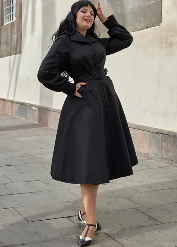 Miss Candyfloss Bernadette Lou Water Resistant 50's Trenchcoat Black