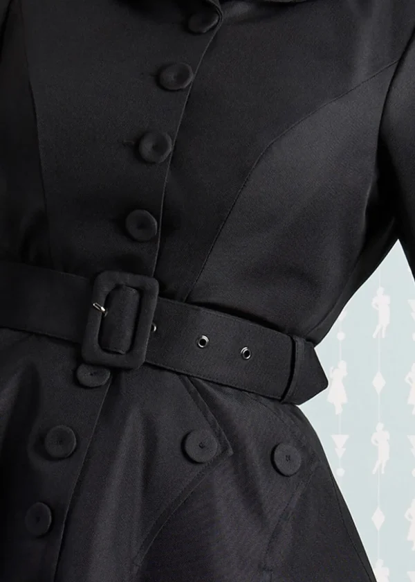 Miss Candyfloss Bernadette Lou Water Resistant 50's Trenchcoat Black