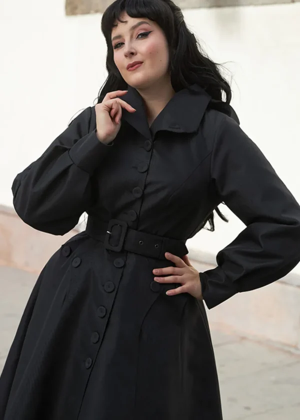 Miss Candyfloss Bernadette Lou Water Resistant 50's Trenchcoat Black