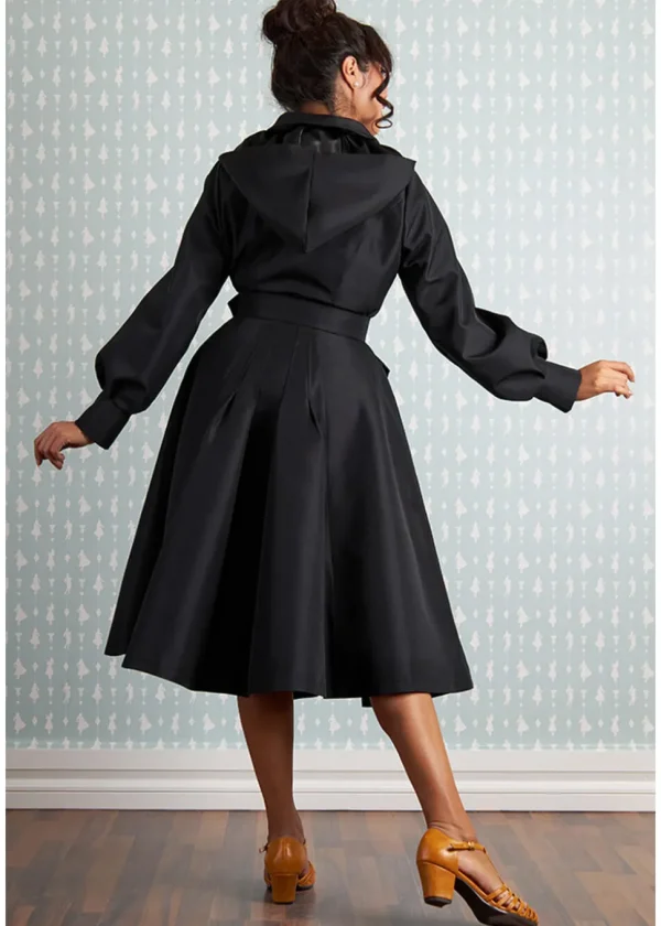 Miss Candyfloss Bernadette Lou Water Resistant 50's Trenchcoat Black