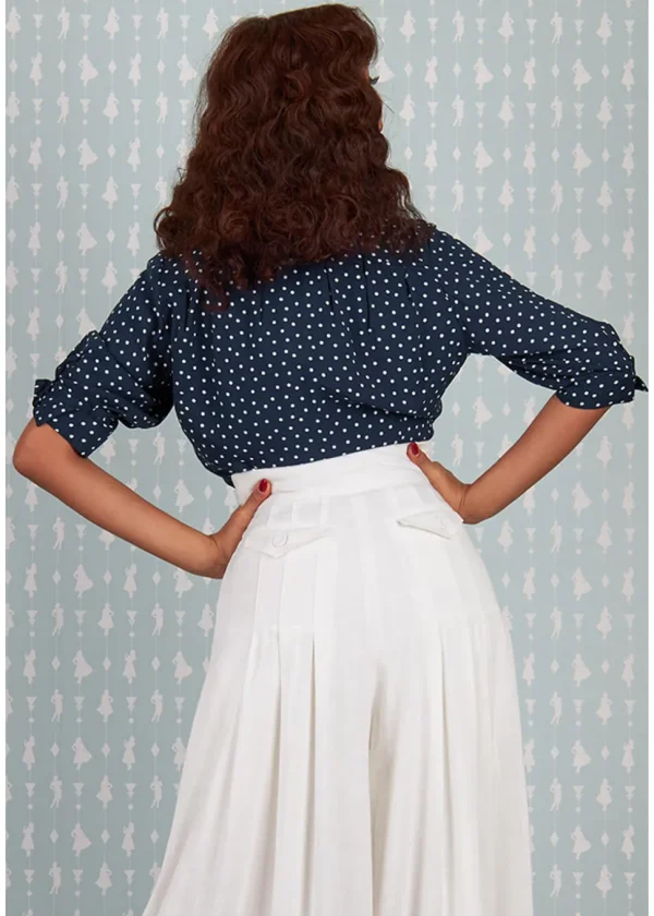 Miss Candyfloss Boronia-Lee Polkadot 40's Blouse Navy Blue