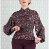 Miss Candyfloss Brina Lavania Floral 40's Blouse Eggplant
