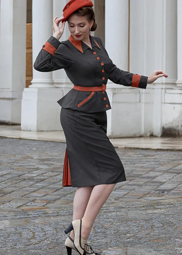 Miss Candyfloss Corinne Terra 40's Pencil Dress Grey