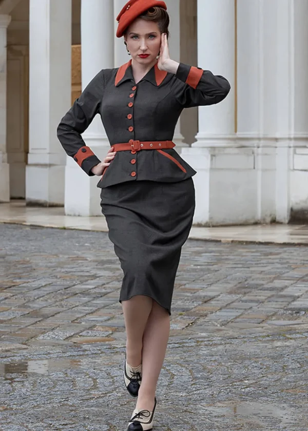 Miss Candyfloss Corinne Terra 40's Pencil Dress Grey
