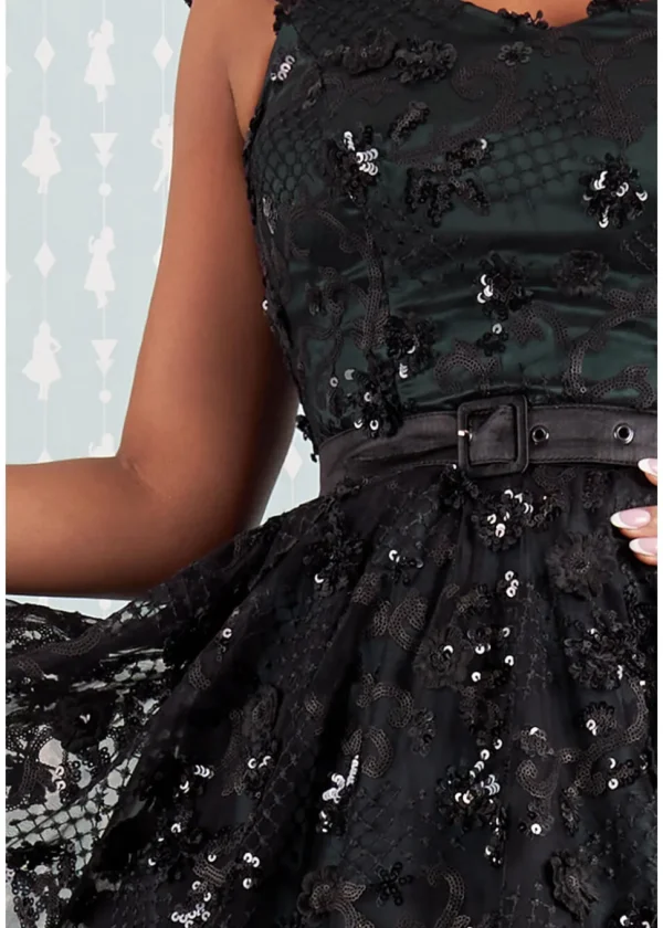 Miss Candyfloss Davonna Lou 50's Swing Dress Black Green