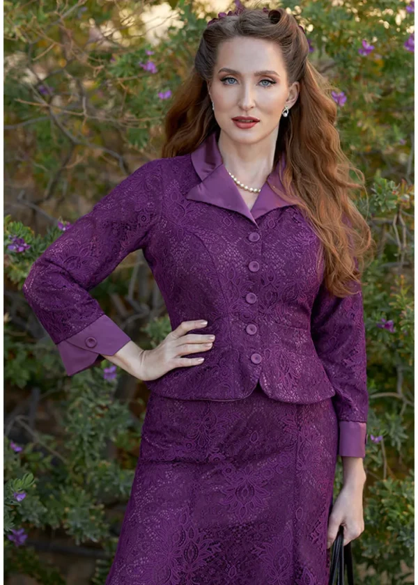 Miss Candyfloss Dessa Violette Lace Reversable 40's Blazer Purple