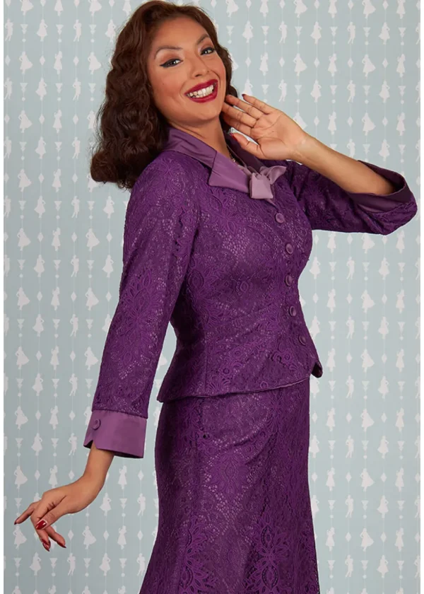 Miss Candyfloss Dessa Violette Lace Reversable 40's Blazer Purple