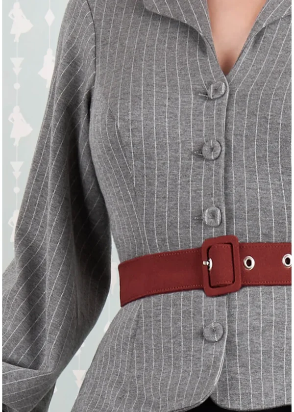 Miss Candyfloss Fallin Abalone Stripe 50's Pencil Dress Grey Black