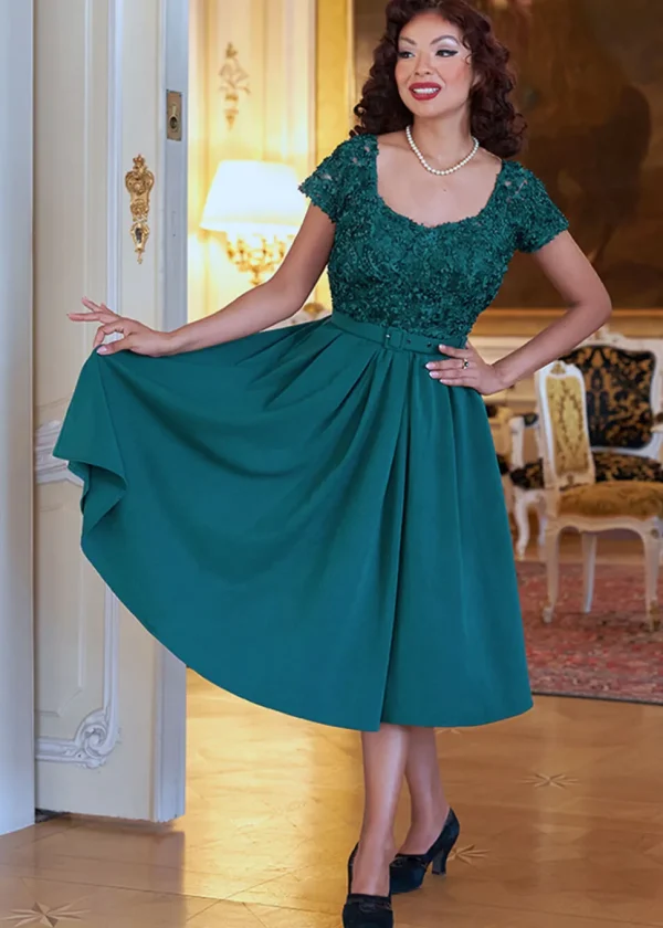 Miss Candyfloss Frieda Kat 40's Swing Dress Petrol
