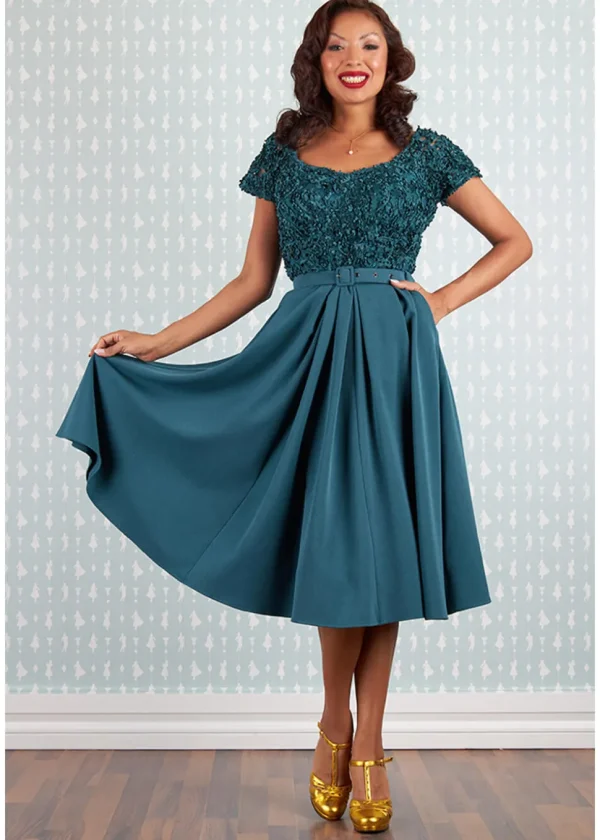 Miss Candyfloss Frieda Kat 40's Swing Dress Petrol