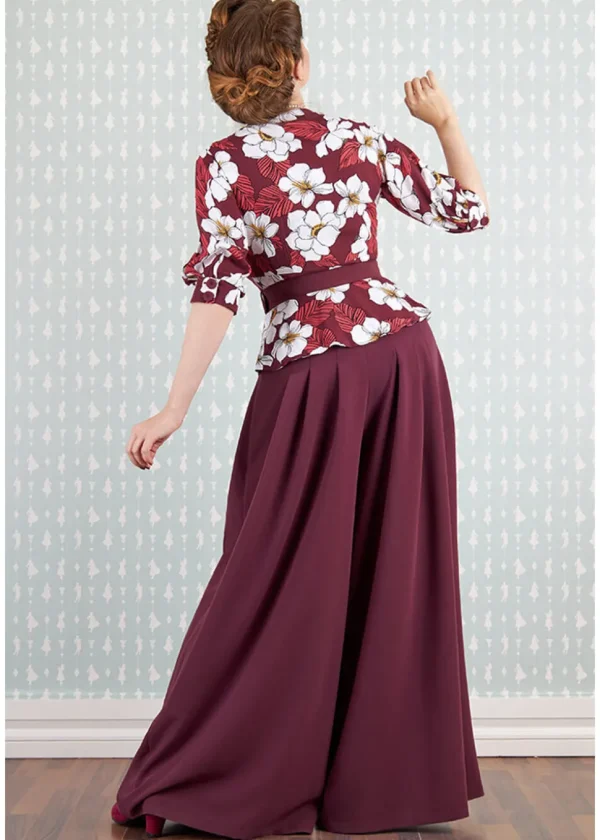 Miss Candyfloss Ladivina Bo Floral 40's Jumpsuit Wine