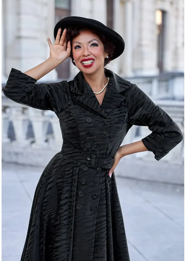 Miss Candyfloss Magena Lou Tiger 50's Swing Coat Dress Black