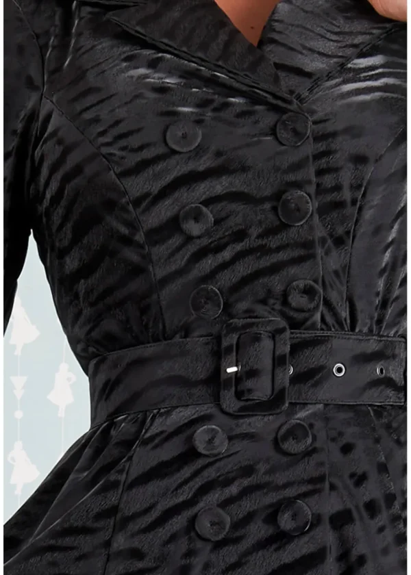 Miss Candyfloss Magena Lou Tiger 50's Swing Coat Dress Black