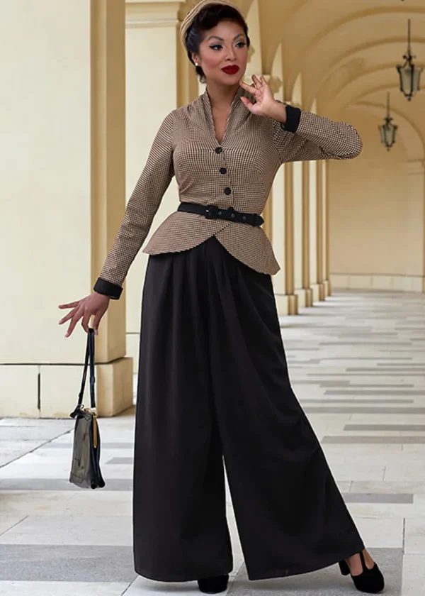 Miss Candyfloss Manone Lou Houndstooth 40's Jumpsuit Black Sand