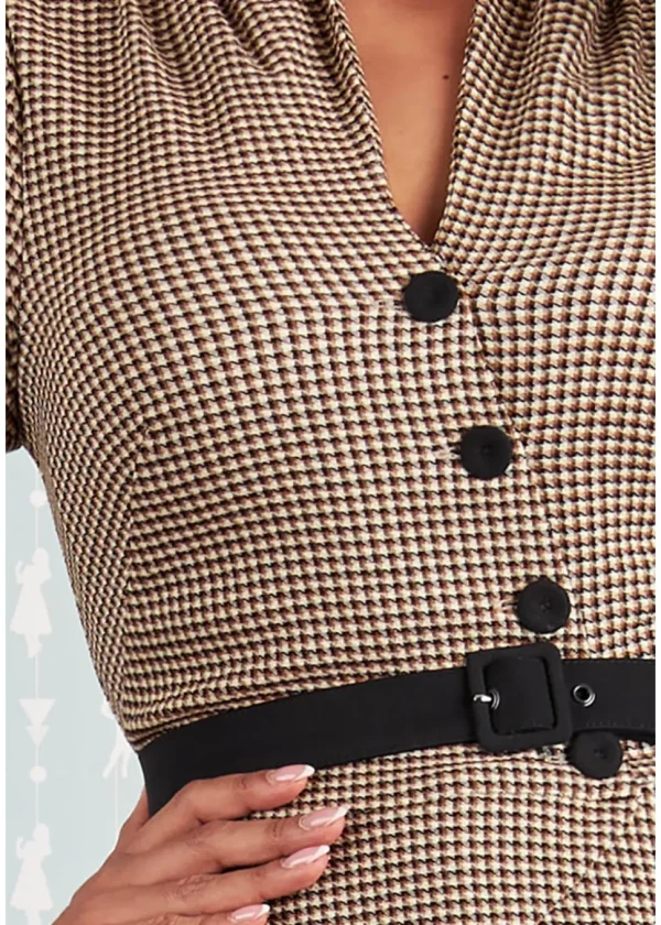 Miss Candyfloss Manone Lou Houndstooth 40's Jumpsuit Black Sand