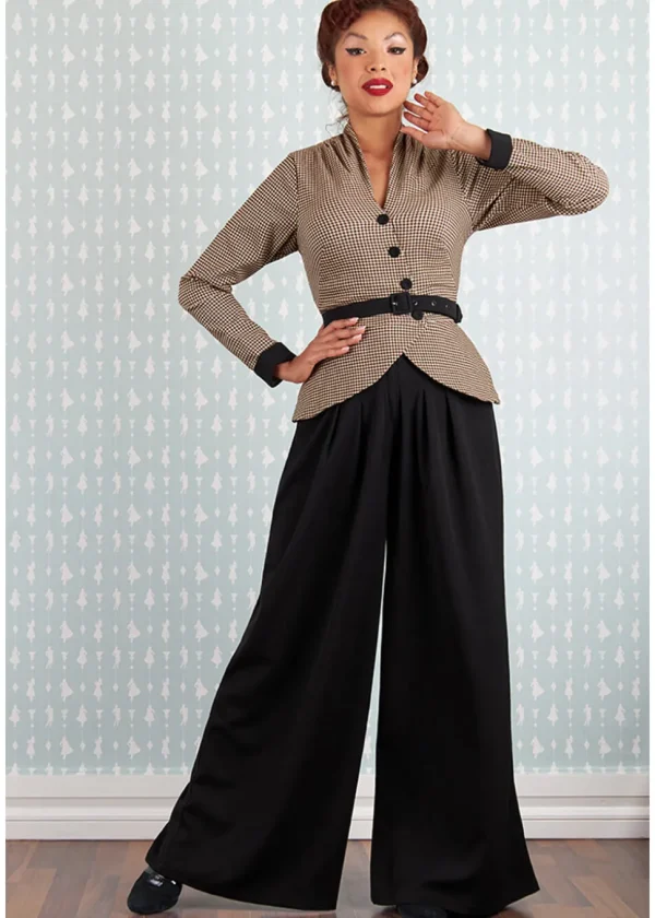 Miss Candyfloss Manone Lou Houndstooth 40's Jumpsuit Black Sand