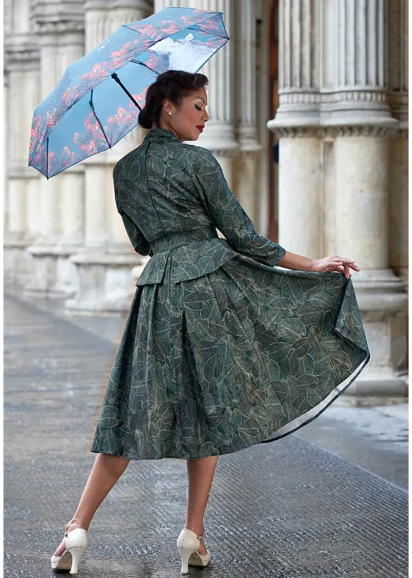 Miss Candyfloss Rebekah Gia Goldleaf 50's Swing Dress Green