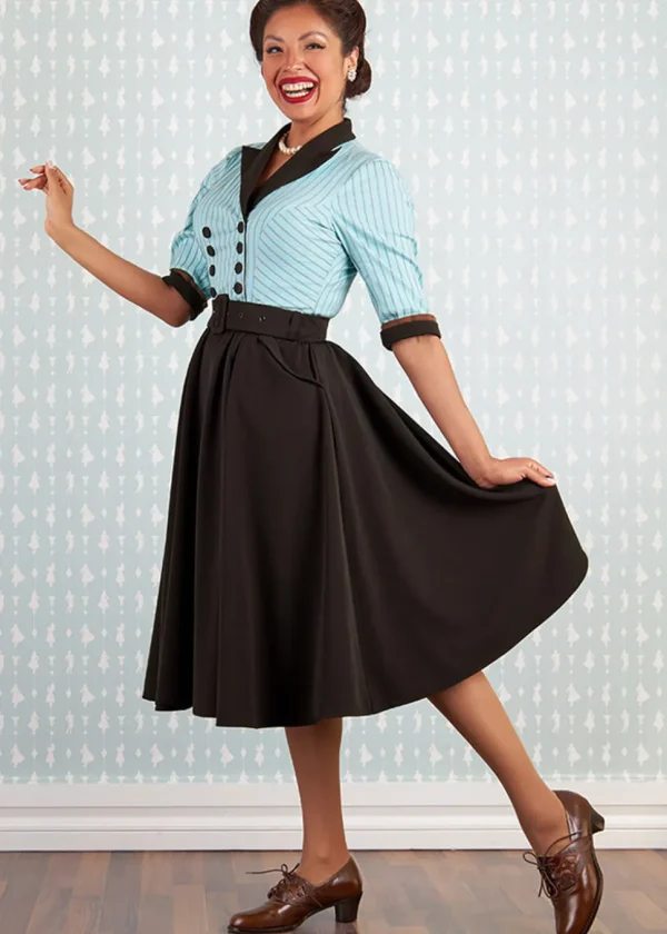 Miss Candyfloss Roxana Minty 50's Swing Dress Mint Brown