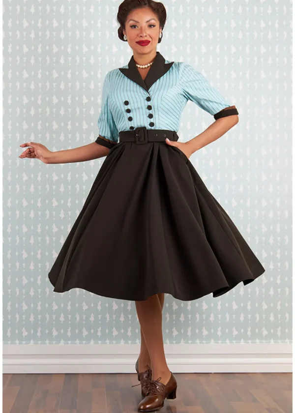 Miss Candyfloss Roxana Minty 50's Swing Dress Mint Brown