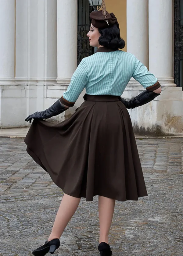 Miss Candyfloss Roxana Minty 50's Swing Dress Mint Brown