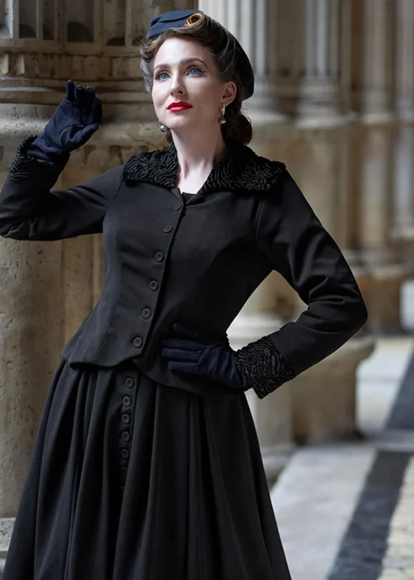 Miss Candyfloss Siliva Lou Faux-Fur 40's Blazer Jacket Black