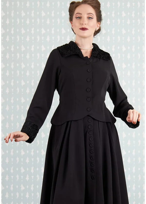 Miss Candyfloss Siliva Lou Faux-Fur 40's Blazer Jacket Black