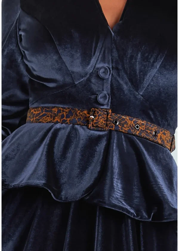 Miss Candyfloss Valencia Lee Velvet 40's Swing Dress Navy