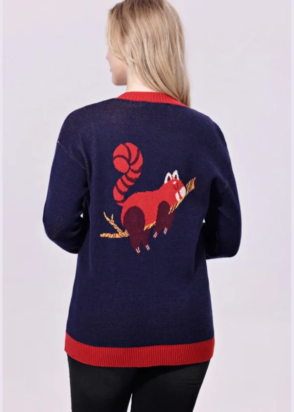 Miss Lulo Adley Red Panda Mushroom Cardigan Navy Blue