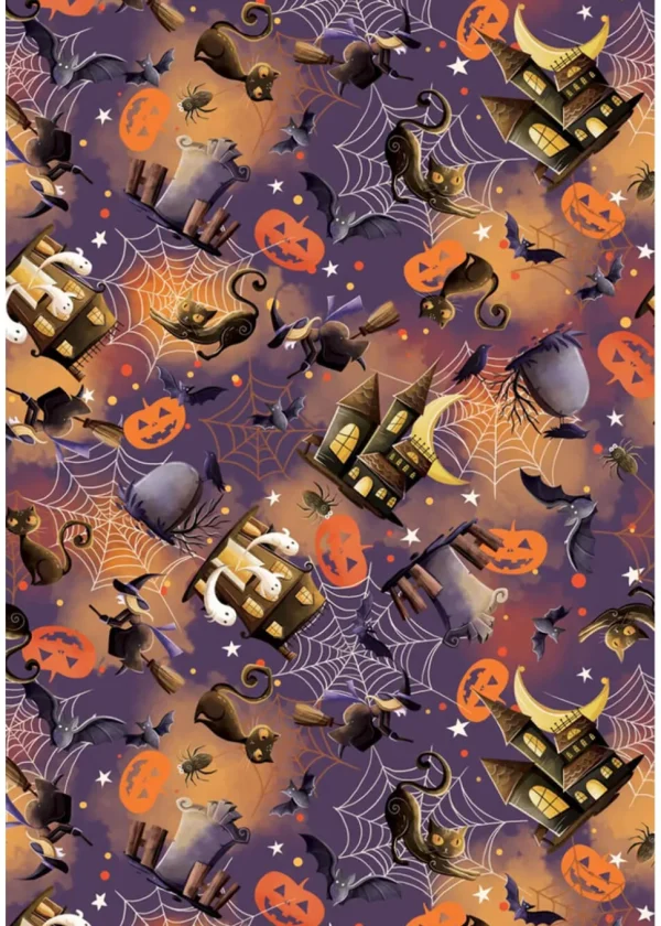 Miss Lulo Kyla Black Cats & Witches 50's Swing Dress Purple