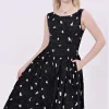 Miss Lulo Lily Spooky Ghosts 50's Swing Dress Black