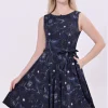 Miss Lulo Ruby Dark Towers 50's Swing Dress Black
